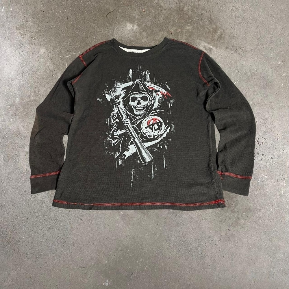 Y2K Indie Grunge Sons of Anarchy Graphic Thermal Long Sleeve